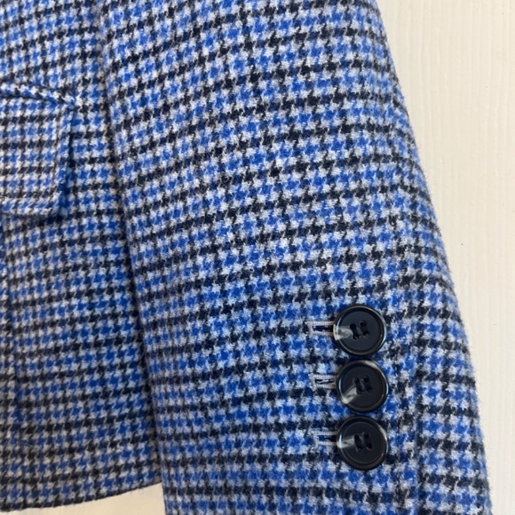 Blue plaid houndstooth Talbots blazer size 10 - Picture 2 of 5